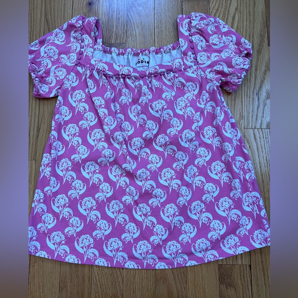 Mini Boden Pink and White Floral Top